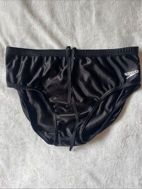 Speedo Men’s Black Swim Briefs with Drawstring